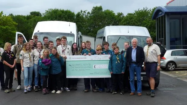 Giant cheque presentation for Durham Parish Council, featured in the Northern Echo
