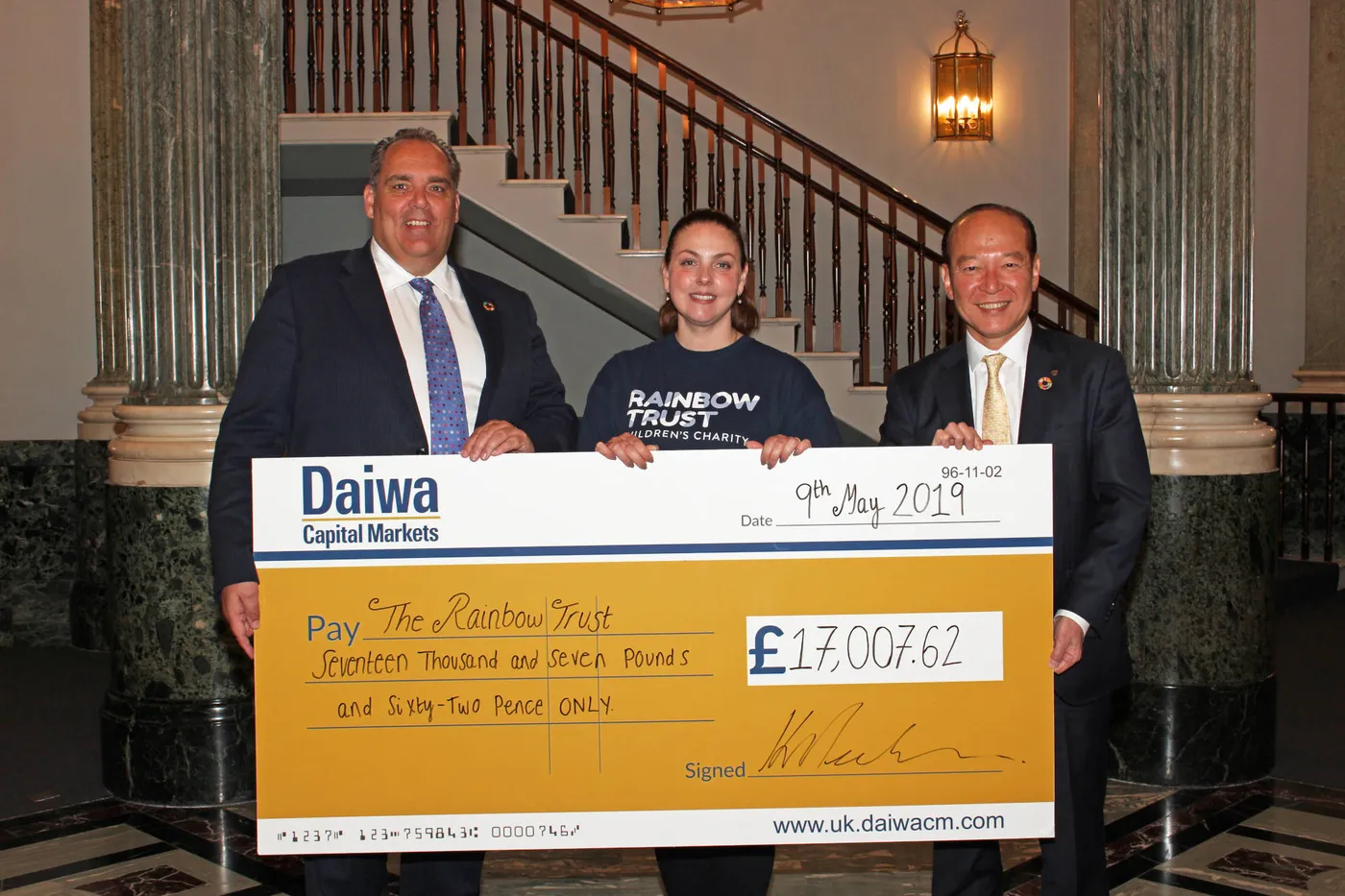 Giant novelty cheque on display at a charity event